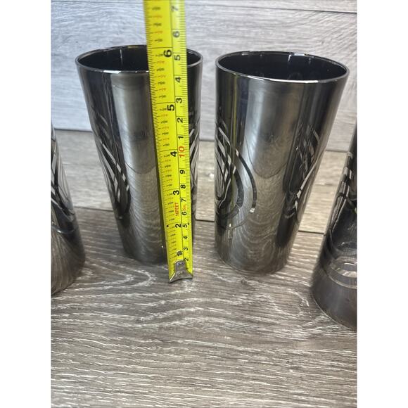 Vintage 1970's Silvered MOD Bullseye Highball Glasses- Set Of 6 - Picture 7 of 11